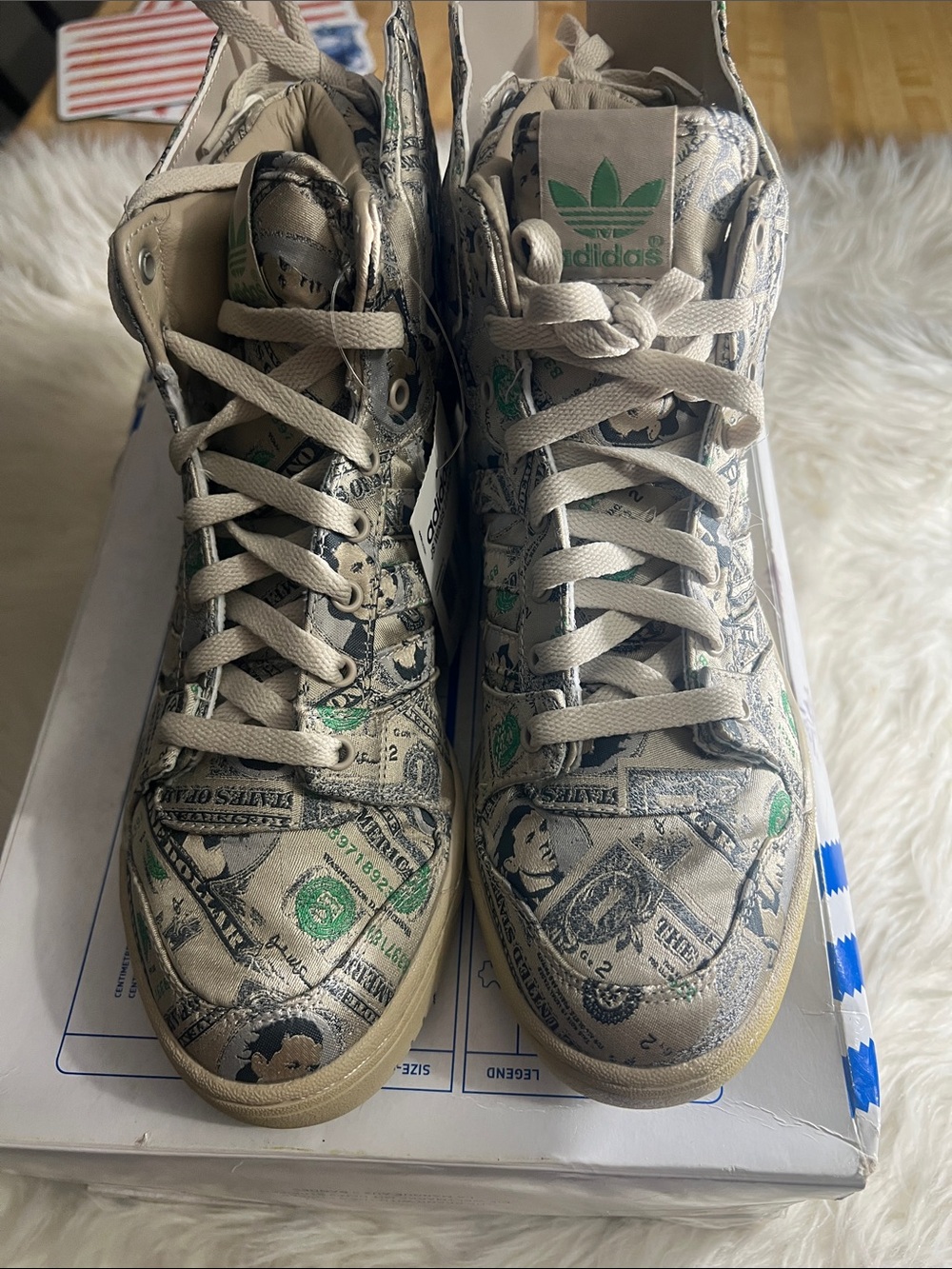 Adidas Women's High-Top Sneakers in Beige Money-Print